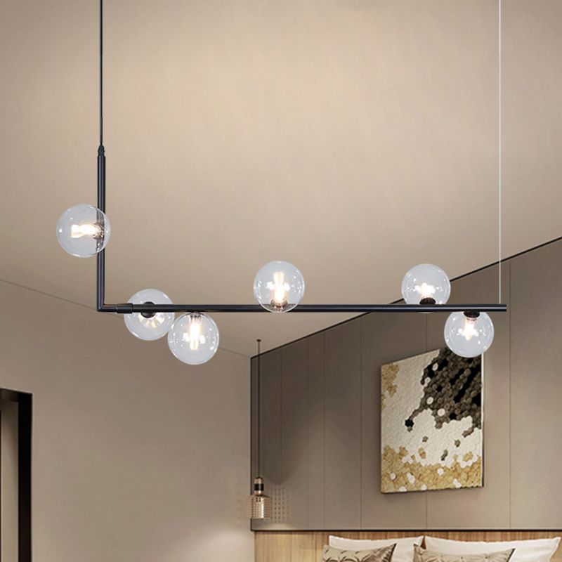 Valentina lampă suspendată minimalistă Lineară, negru & auriu, 6/8 surse de lumină