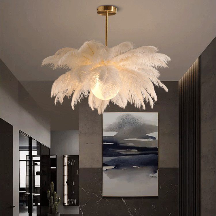 O'Moore Ostrich contemporan Elegant Feather candelabru, alb
