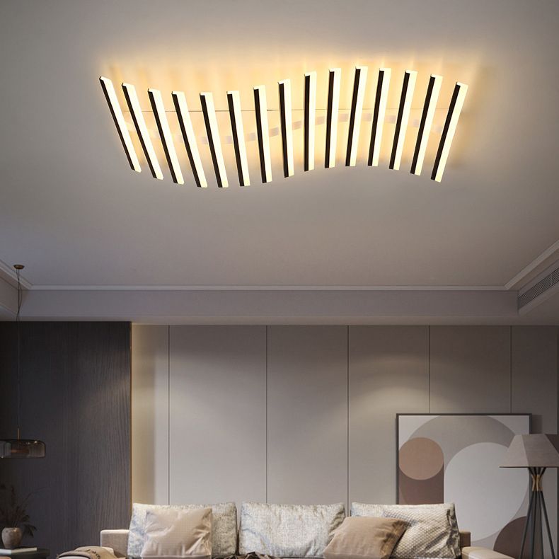 Arisha plafonieră aplicată liniară modernă, undă neagră, living/cameră de zi