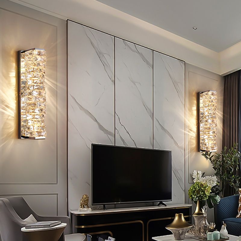 Kristy aplică de perete din metal și cristal, modernă, dreptunghiulară, LED, pentru zona oglinzii