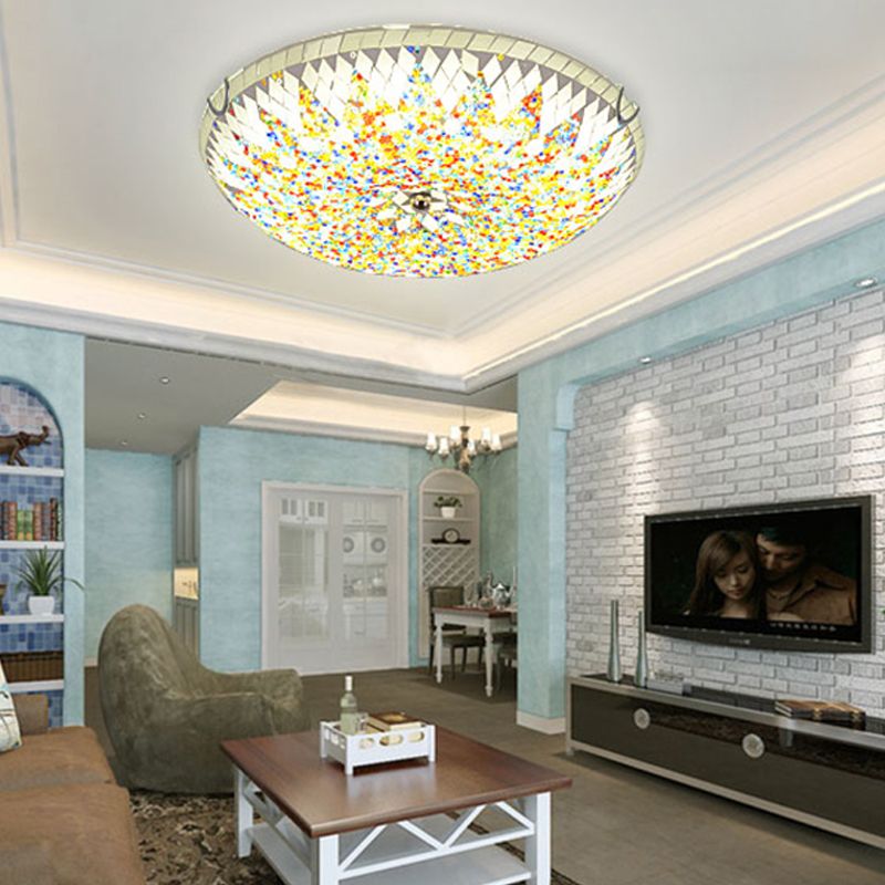 Tiffany plafonieră aplicată modern Mediterranean din sticlă albastru/galben/alb