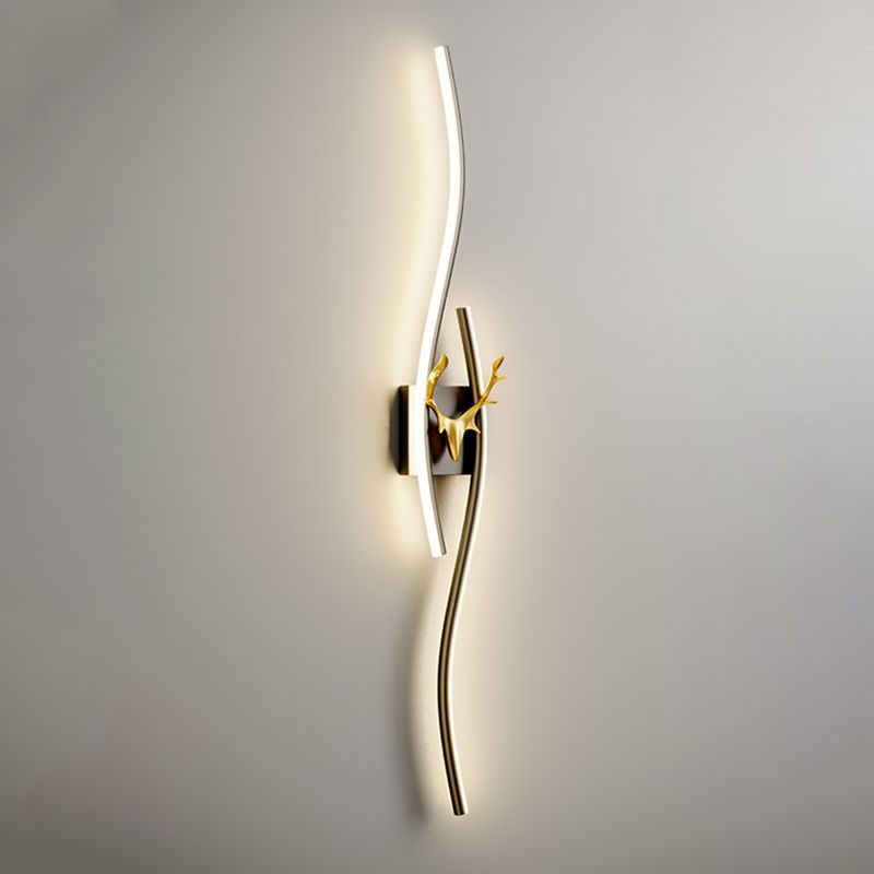 Arisha modern Linear metal oglindă LED aplică de perete, negru/Aur