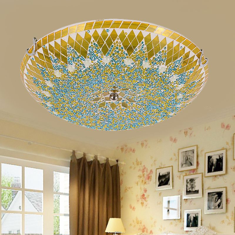 Tiffany plafonieră aplicată modern Mediterranean din sticlă albastru/galben/alb