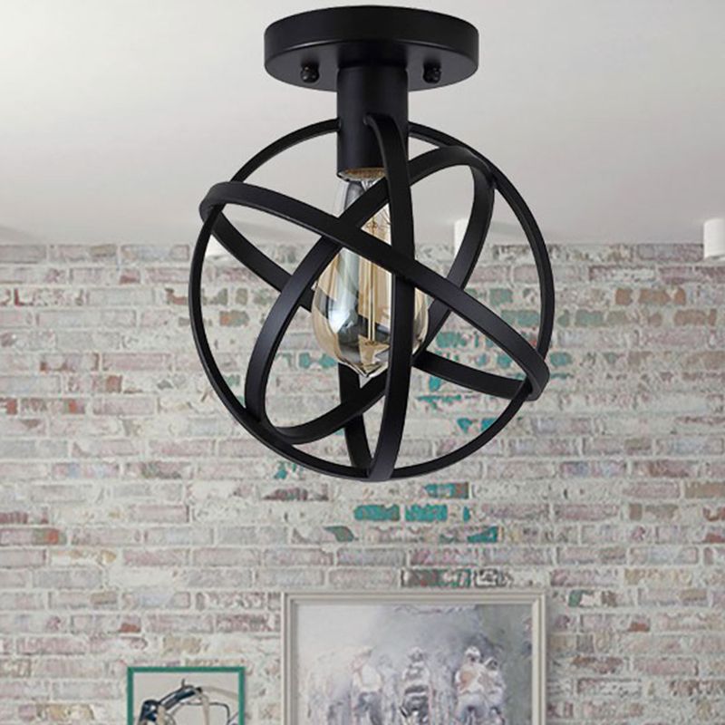 Arisha plafonieră aplicată Retro glob Lantern metal, negru