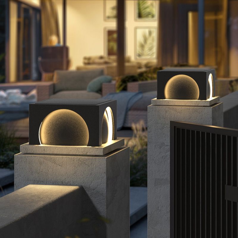 Ray lampă de perete pentru exterior din metal dreptunghiular modern, negru