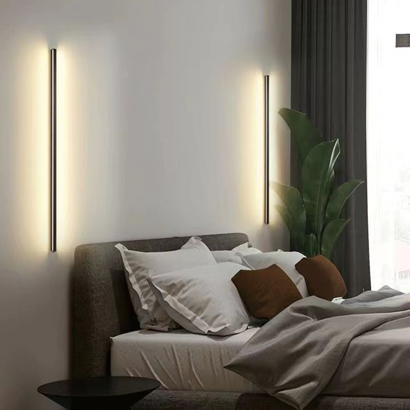 Arisha aplică de perete minimalistă neagră cu oglindă frontală, corp metalic/