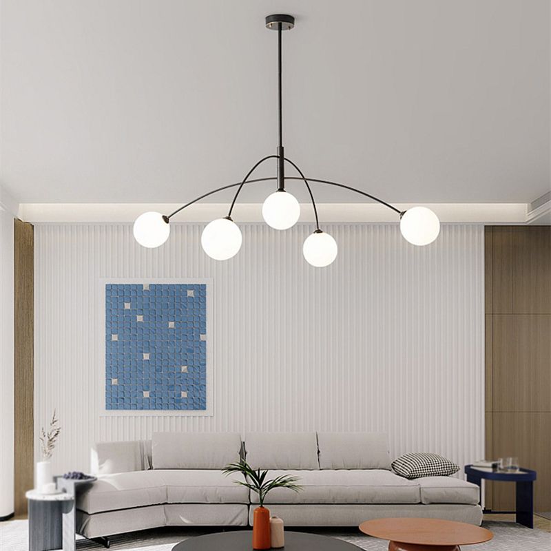Valentina lampă suspendată glob modern, metal/sticlă, negru/aur, dormitor