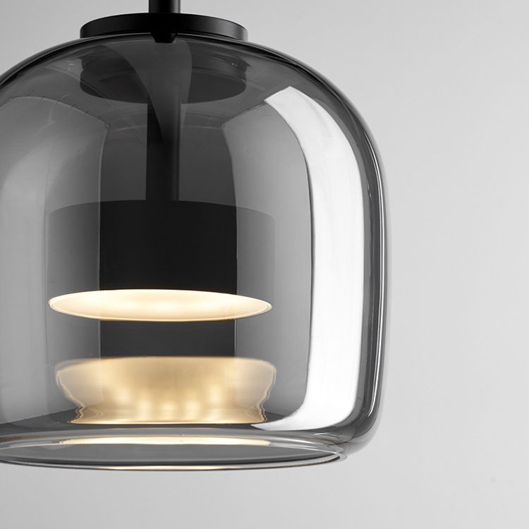 June lampă suspendată minimalistă din sticlă fumurie gri