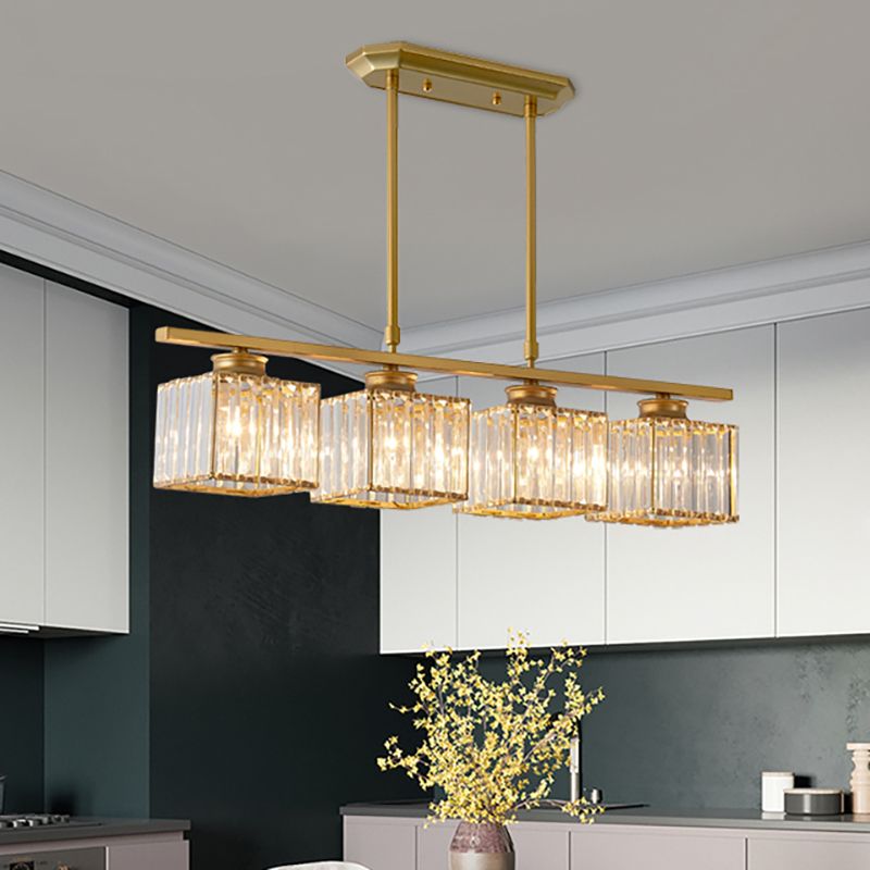 Kristy cristal Square lampă suspendată, negru & auriu, 3/4 surse de lumină