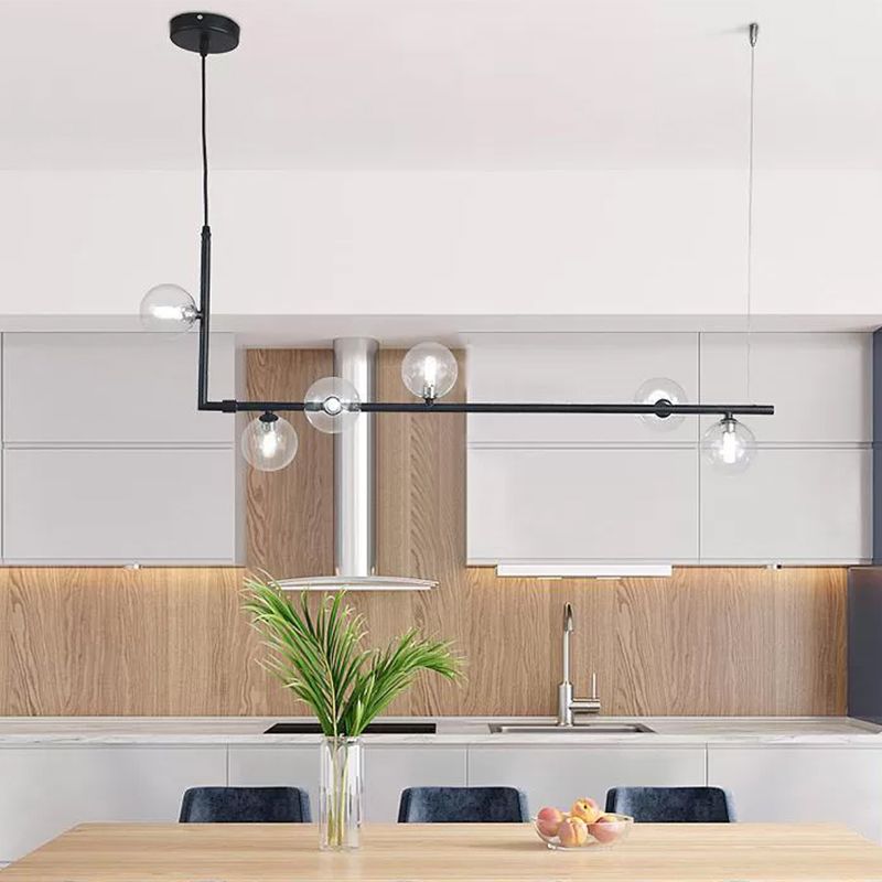 Valentina lampă suspendată minimalistă Lineară, negru & auriu, 6/8 surse de lumină