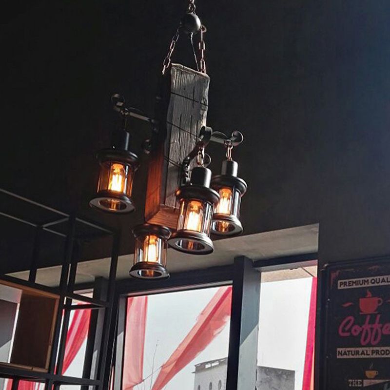 Austin lampă suspendată din lemn, industrială, în formă de lanternă