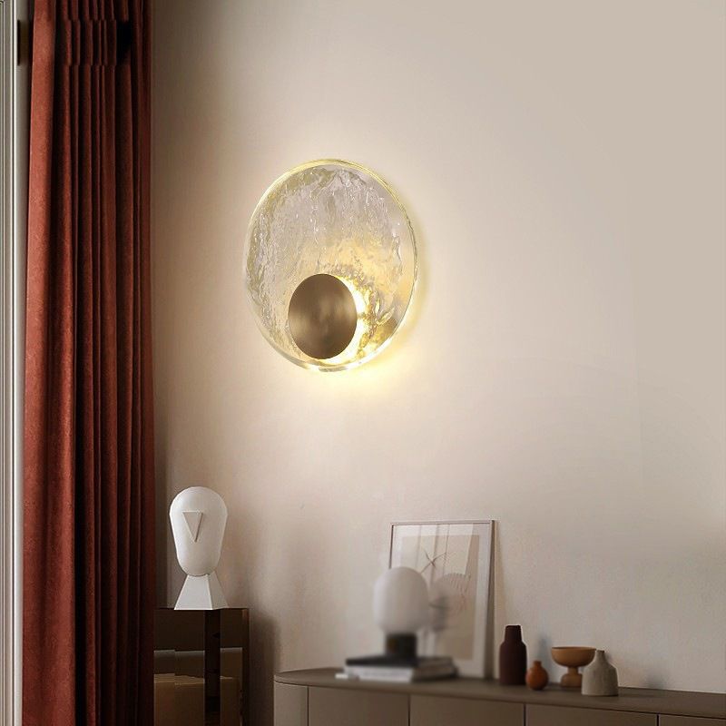 Kristy aplică de perete Art Deco cu glob din cristal și metal, aurie, pentru dormitor