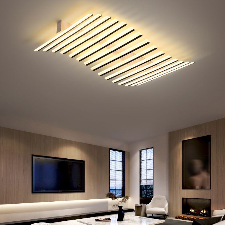 Arisha plafonieră aplicată liniară modernă, undă neagră, living/cameră de zi