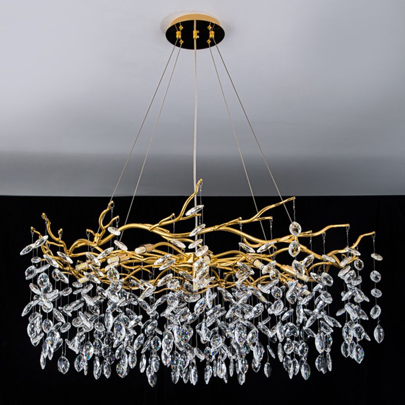 Kristy candelabru auriu din sticlă și cristal, contemporan