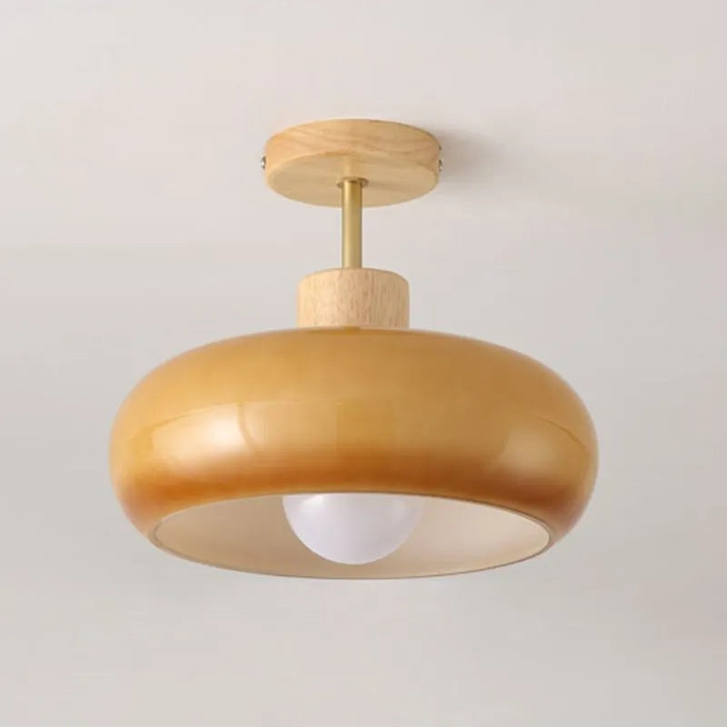 Valentina plafonieră aplicată lemn/sticlă alb/portocaliu, în stil minimalist