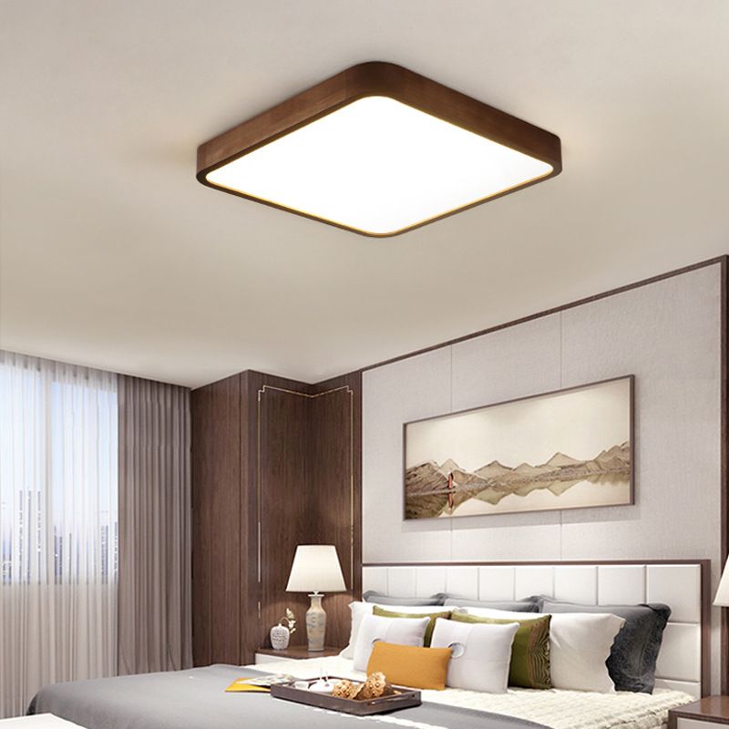 Muto plafonieră aplicată din lemn de nuc, modernă, geometrică, LED