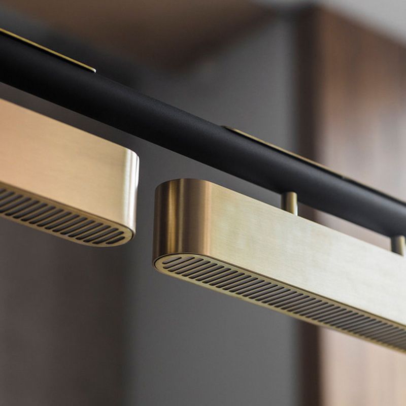 Arisha lampă suspendată dreptunghiulară modernă, metal, negru/alamă, birou