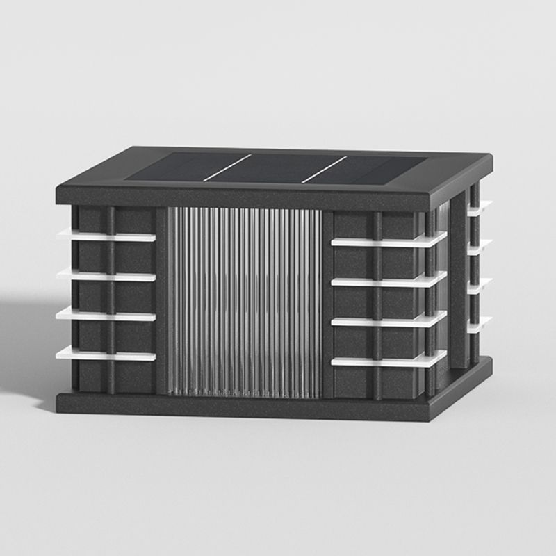 Ray lampadar modern Pătrat din metal și sticlă Solar pentru exterior, negru