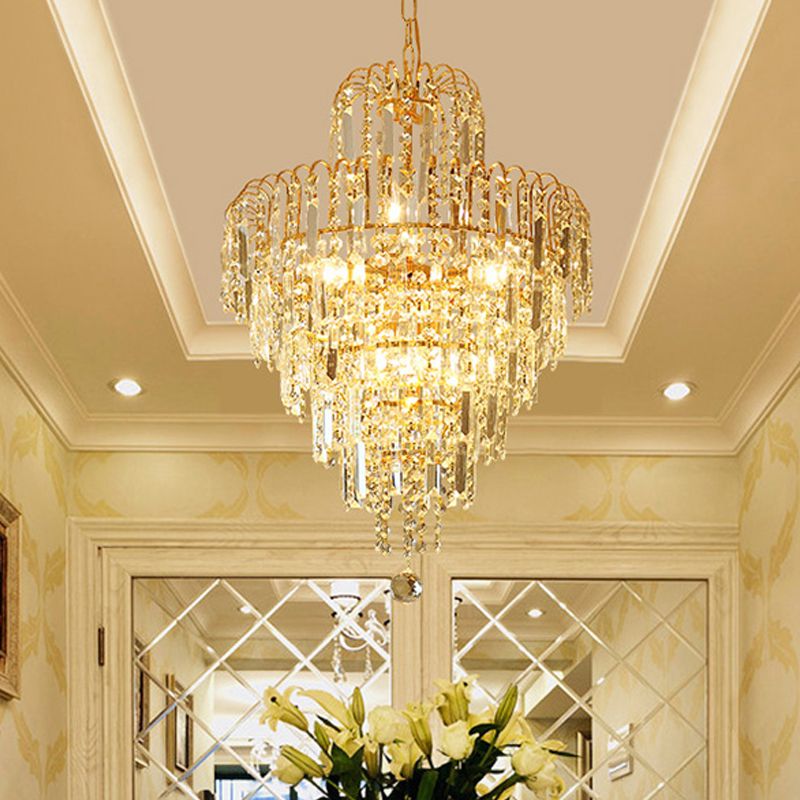 Kristy de lux 5 Layers Tassel cristal auriu candelabru