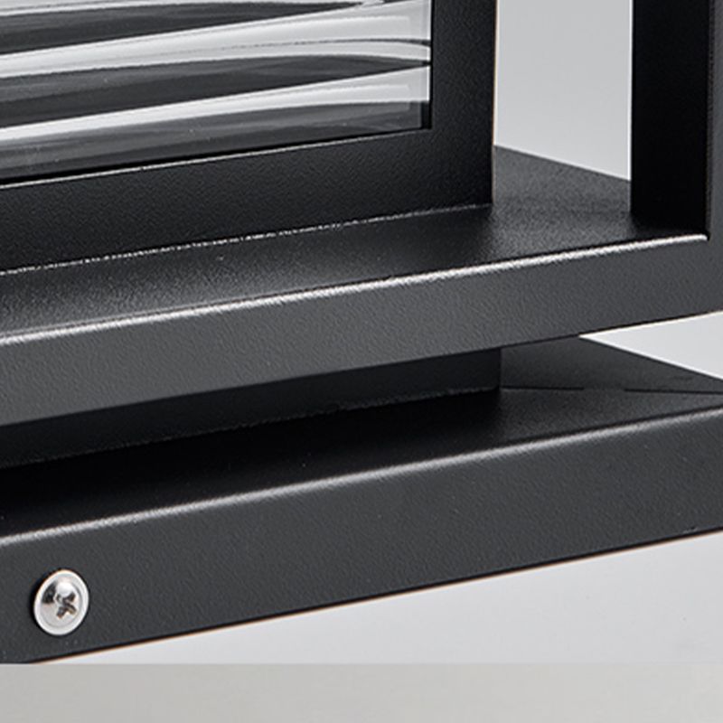 Ray Lămpi metalice dreptunghiulare LED contemporane pentru exterior, negre