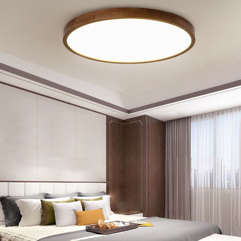 Muto plafonieră aplicată din lemn de nuc, modernă, geometrică, LED