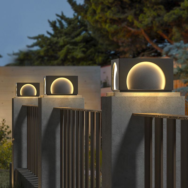 Ray lampă de perete pentru exterior din metal dreptunghiular modern, negru