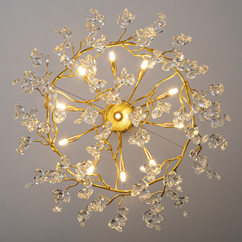 Kristy candelabru auriu din sticlă și cristal, contemporan