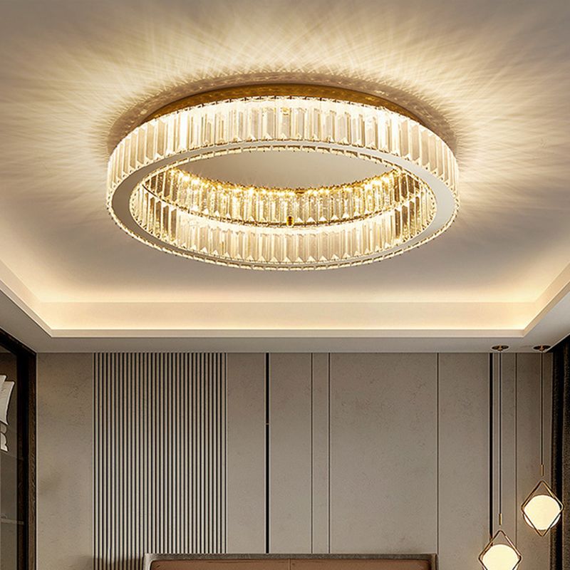 Kristy plafonieră aplicată aurie din cristal, modernă, în stil Art Deco, circulară