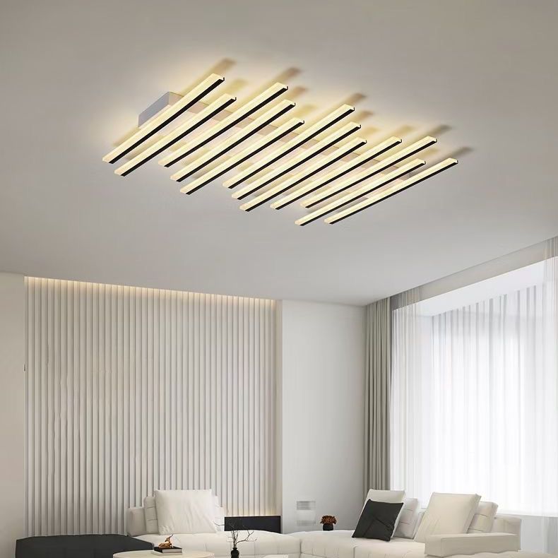 Arisha plafonieră aplicată liniară modernă, undă neagră, living/cameră de zi