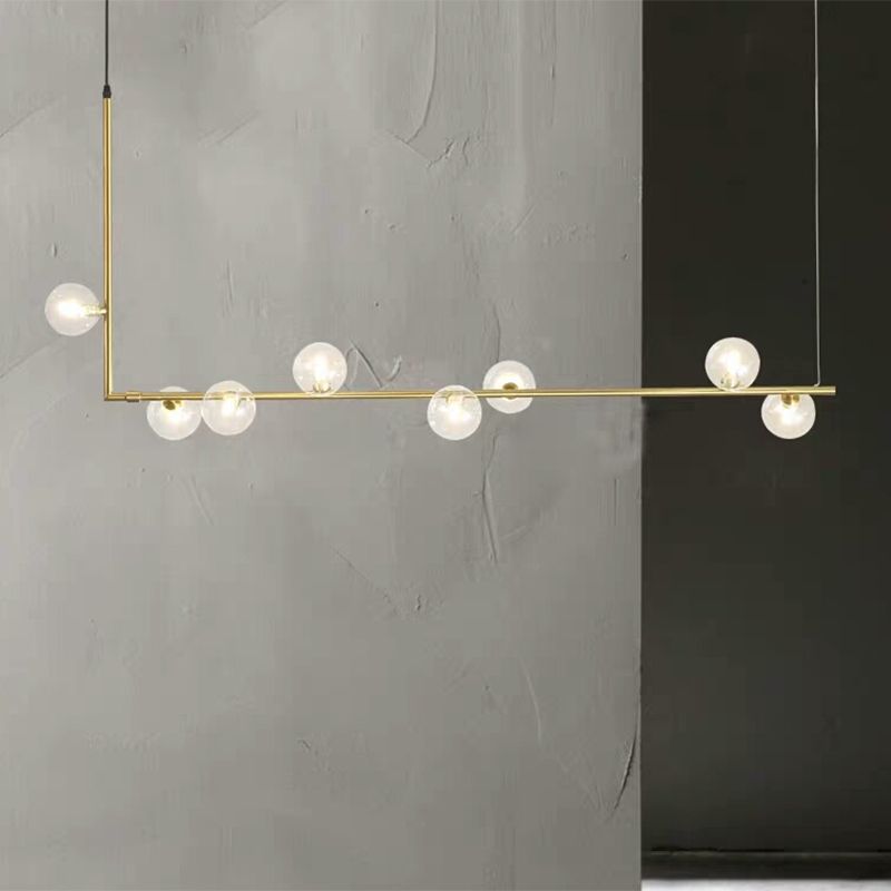 Valentina lampă suspendată minimalistă Lineară, negru & auriu, 6/8 surse de lumină