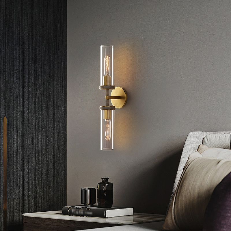 Arisha aplică de perete modernă cilindrică din metal cu LED, negru/cupru