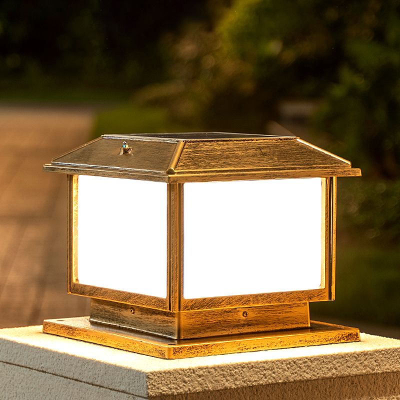 Ray Vintage Rectangle metal Outdoor Solar Lamps, negru/bronz