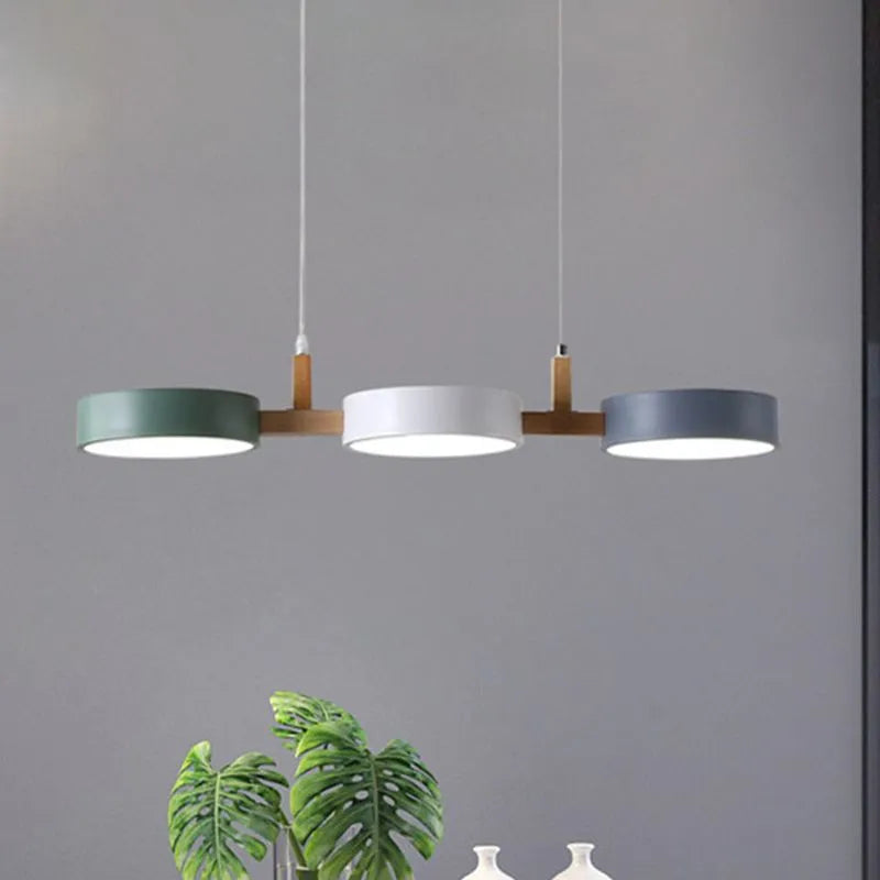 Aira lampă suspendată din metal și lemn 3 cu  surse de lumină LED