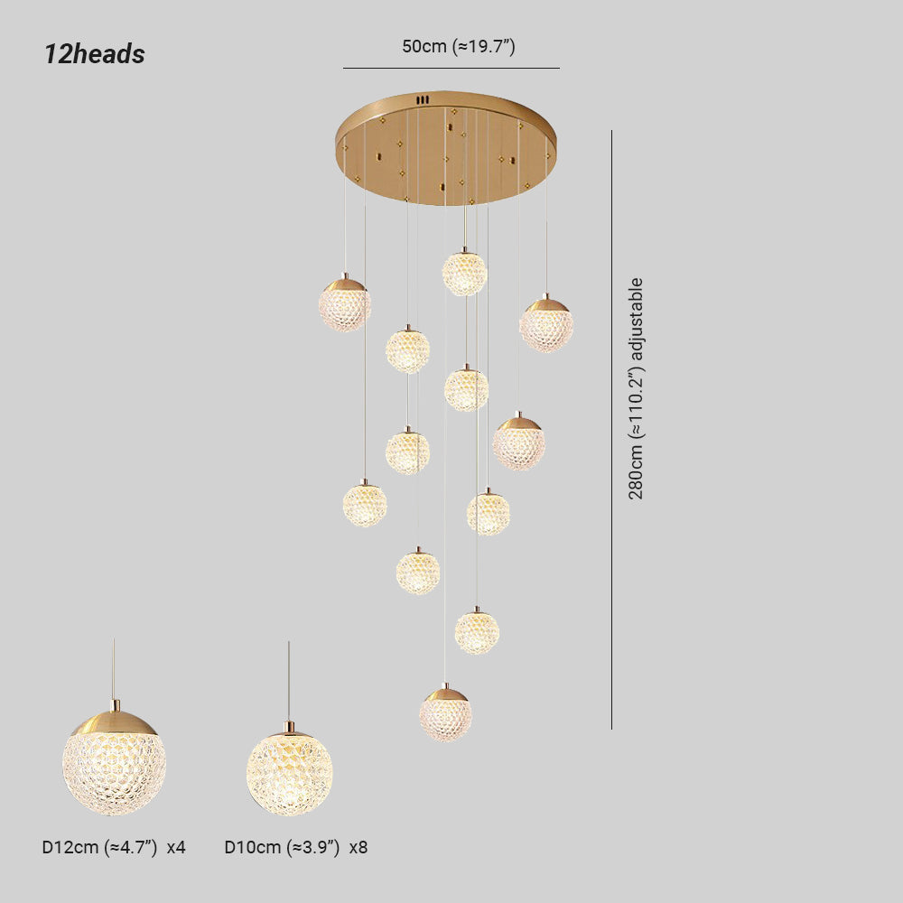Arisha lampă suspendată Art Deco Jibril multi-etaj modern, aur