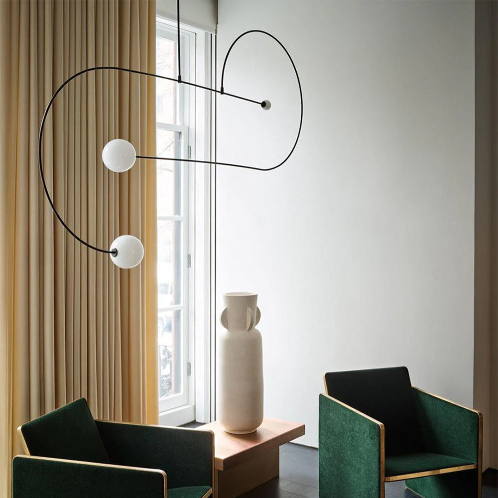 Arisha minimalist Linear Mobile lampă suspendată, neagră