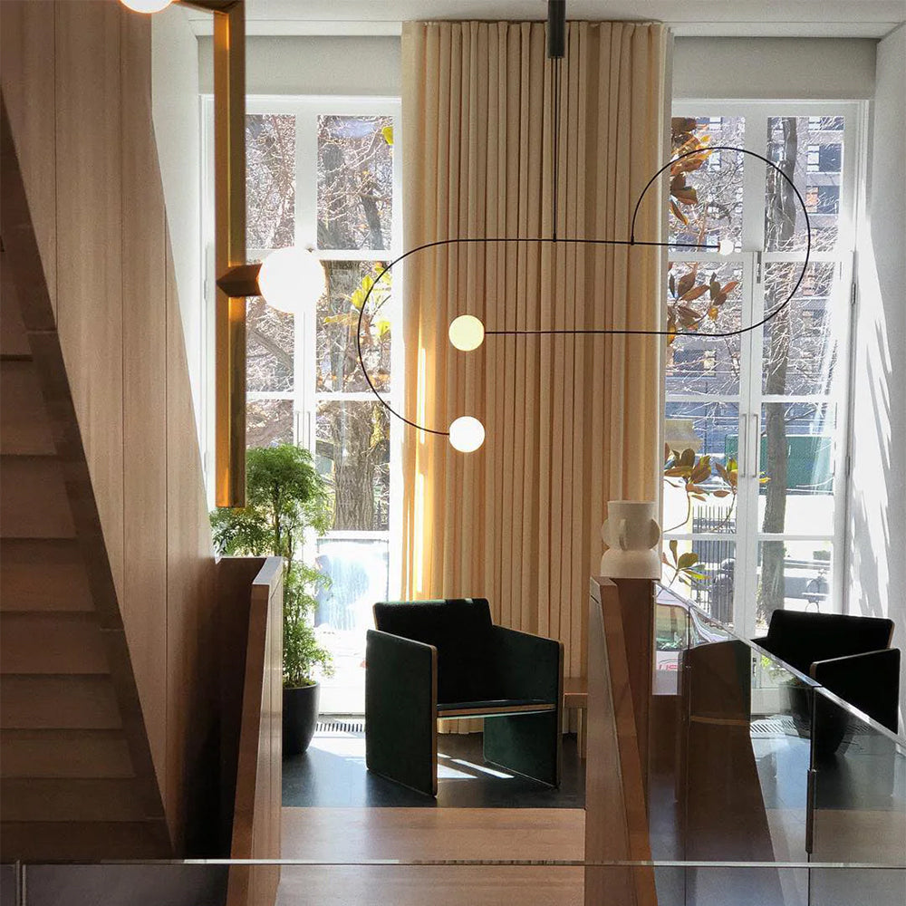 Arisha minimalist Linear Mobile lampă suspendată, neagră