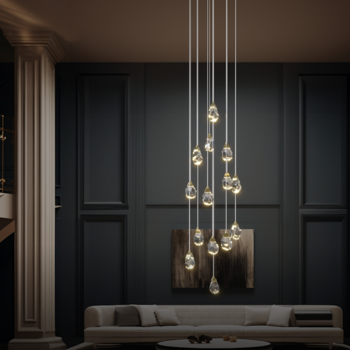 Kristy Design lampă suspendată din sticlă sferică și metal, culoare aurie