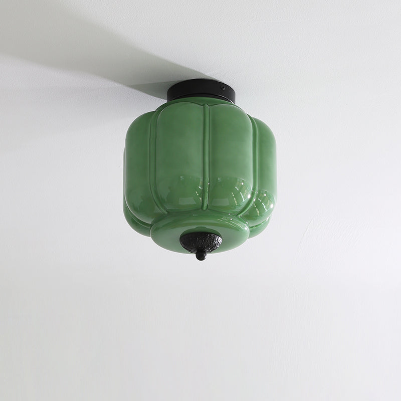 Selviro plafonieră verde din sticlă și alamă, clasică