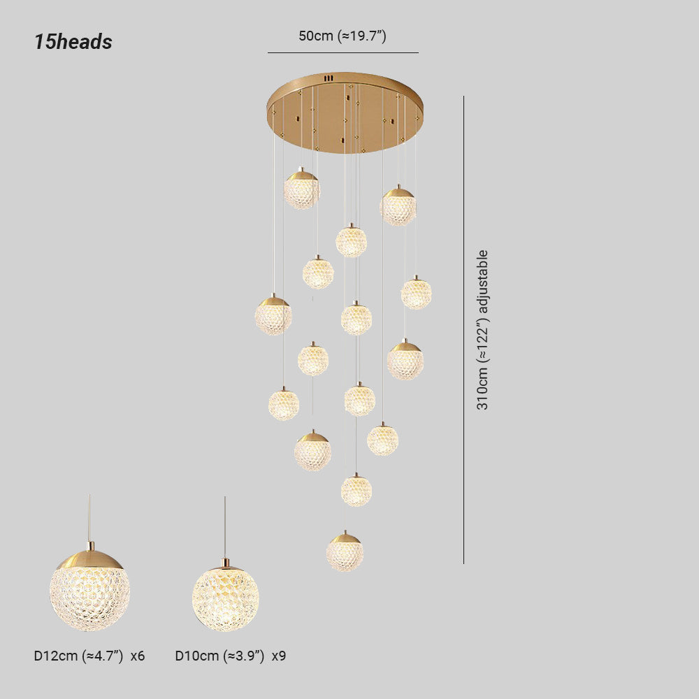 Arisha lampă suspendată Art Deco Jibril multi-etaj modern, aur