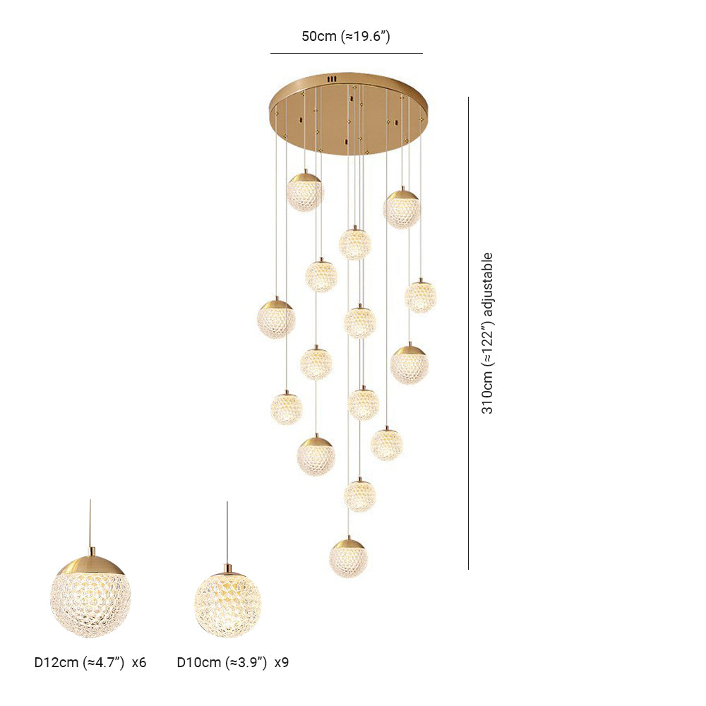 Arisha lampă suspendată Art Deco Jibril multi-etaj modern, aur