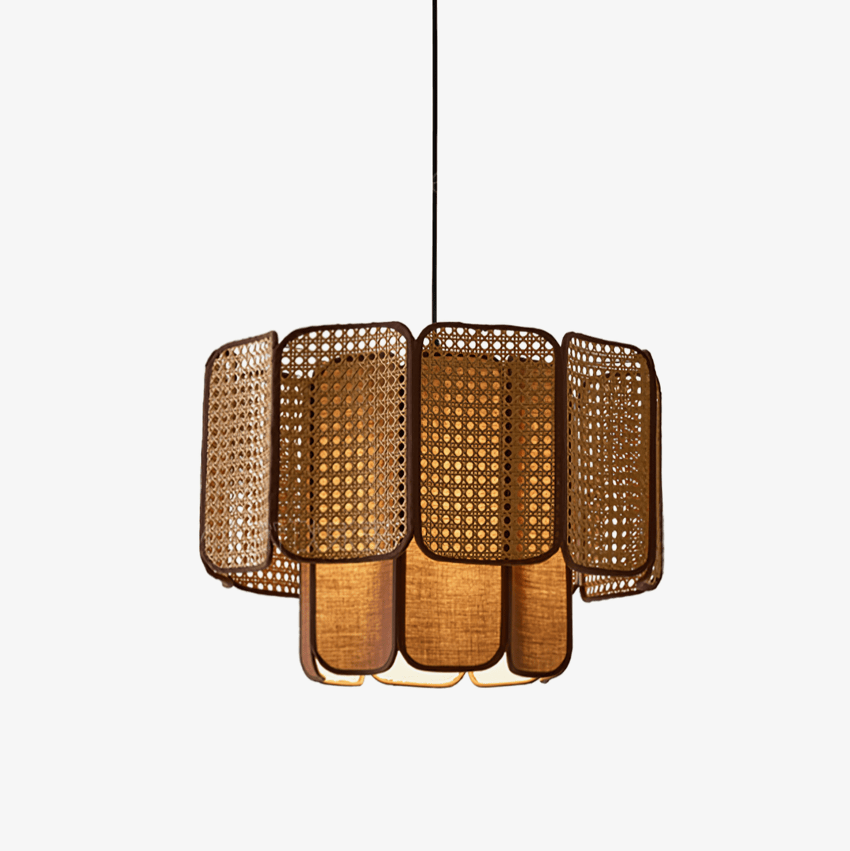 Cane lampă suspendată vintage cu abajur textil