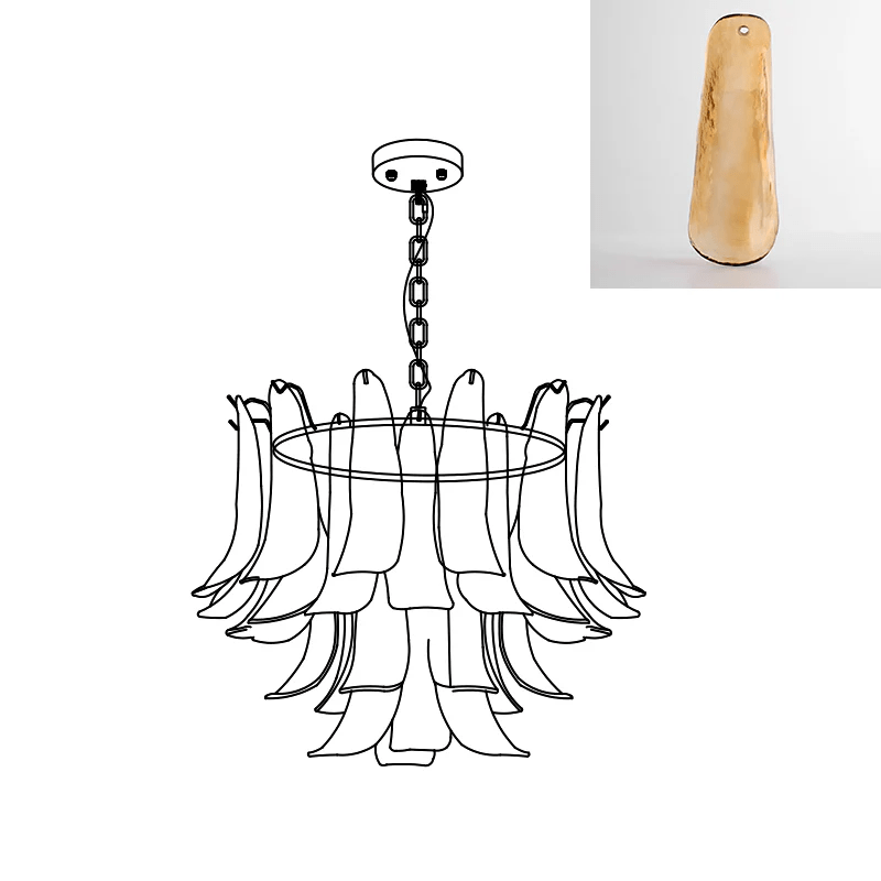 Elvess candelabru din sticlă Murano Frunze Aurii