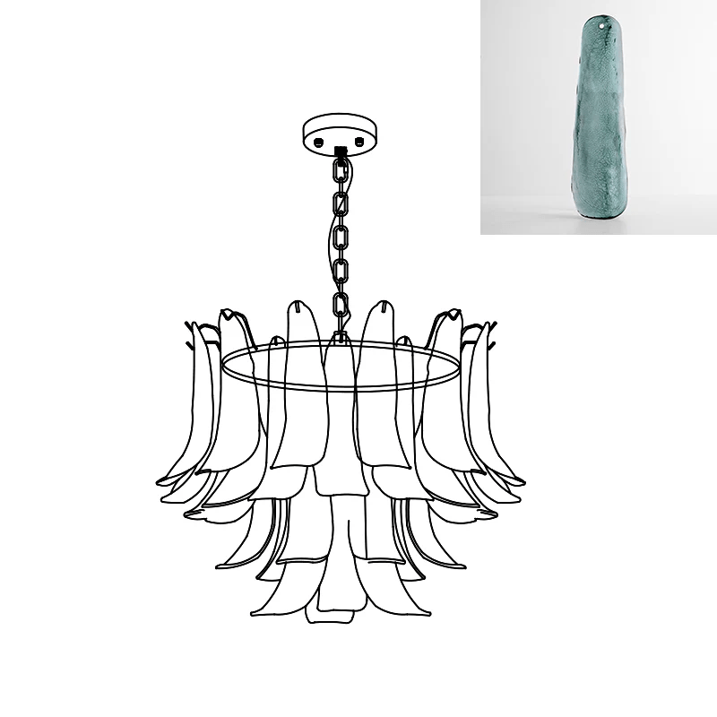 Elvess candelabru din sticlă Murano Frunze Aurii