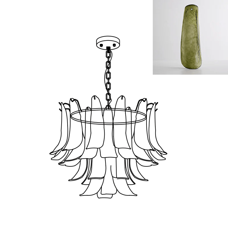 Elvess candelabru din sticlă Murano Frunze Aurii