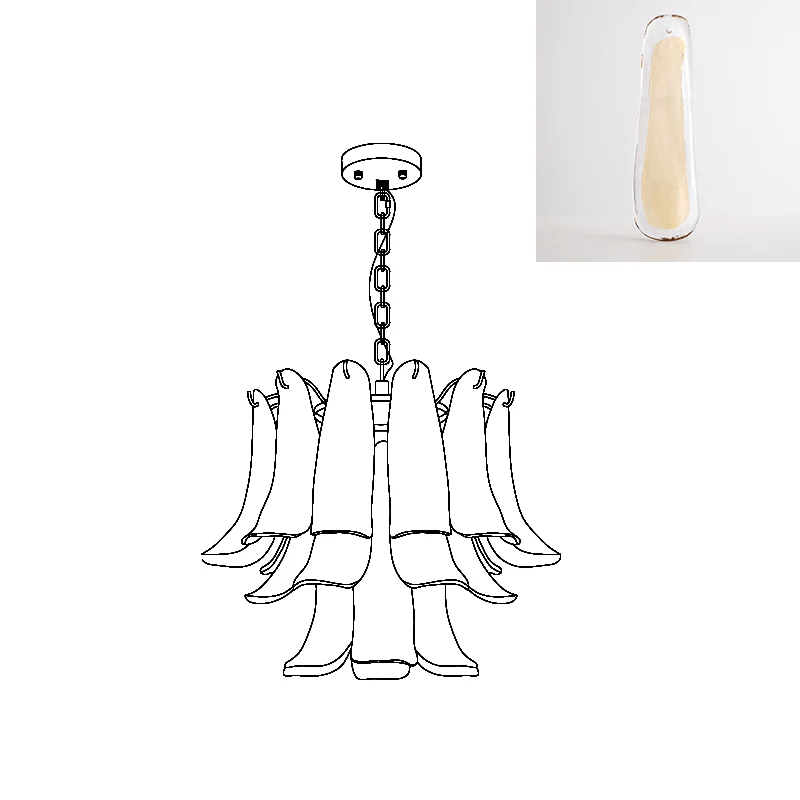 Elvess candelabru din sticlă Murano Frunze Aurii