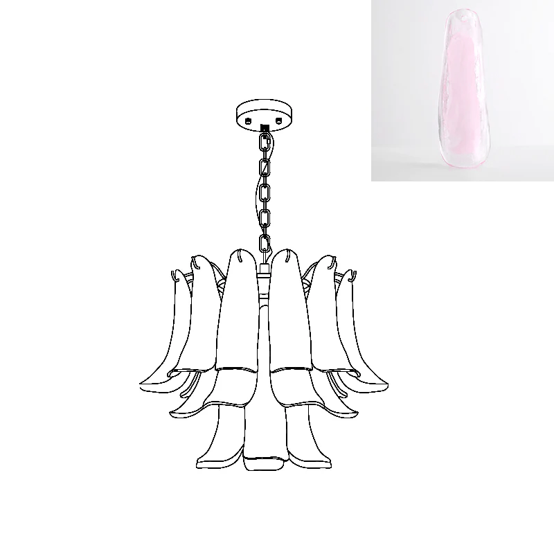 Elvess candelabru din sticlă Murano Frunze Aurii