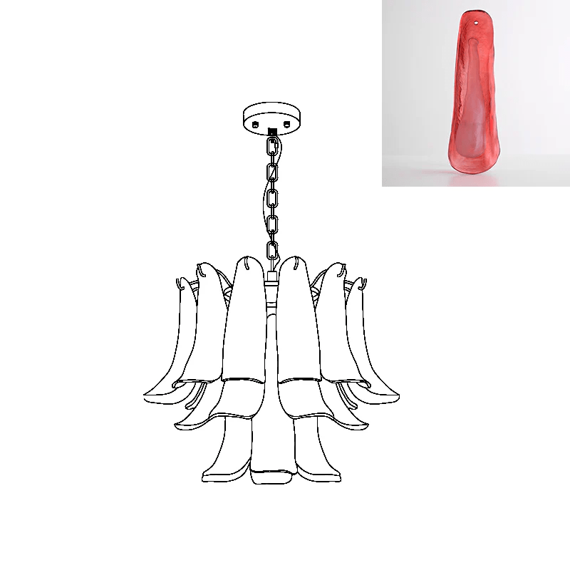 Elvess candelabru din sticlă Murano Frunze Aurii