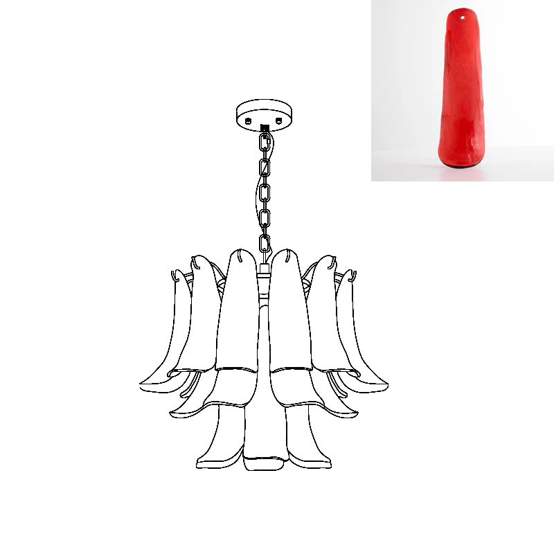 Elvess candelabru din sticlă Murano Frunze Aurii