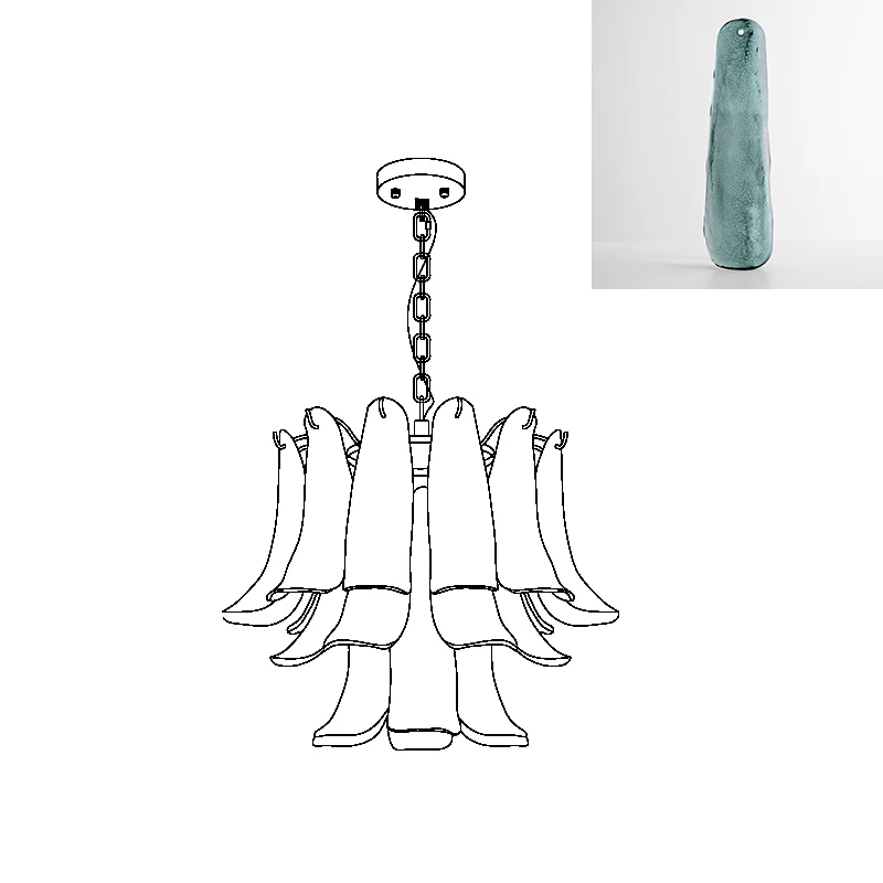 Elvess candelabru din sticlă Murano Frunze Aurii