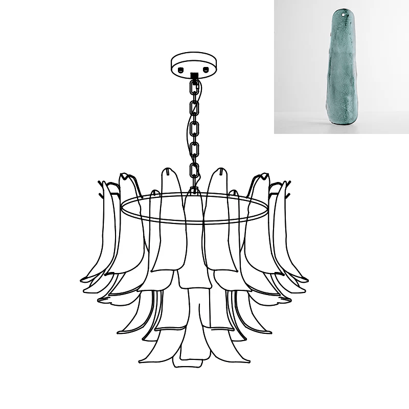 Elvess candelabru din sticlă Murano Frunze Aurii